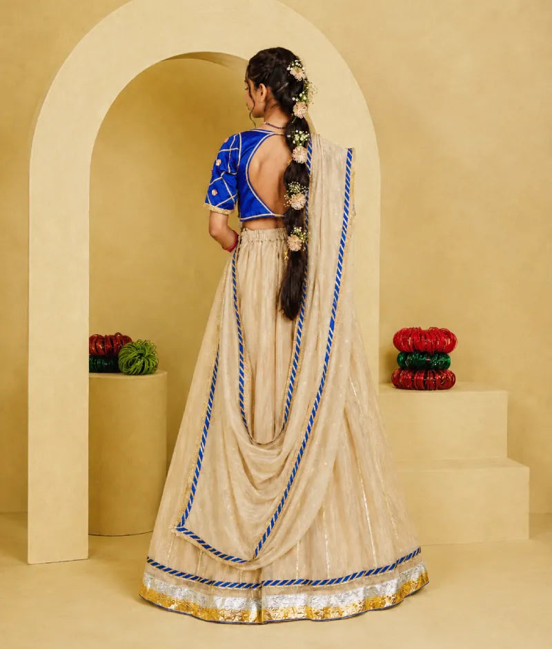 Luxe Blue Aangi Work Choli with Lehenga Set fayon_teens