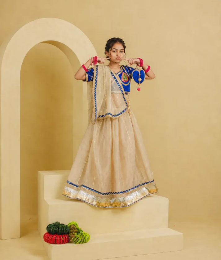 Luxe Blue Aangi Work Choli with Lehenga Set fayon_teens