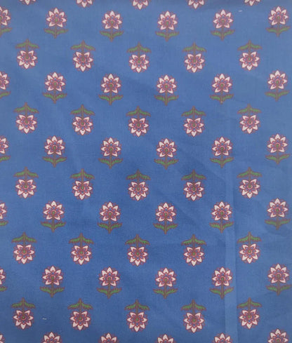 Luxe Blue Cotton Print Kurti Sharara and Blue Net Dupatta for Girls