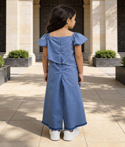 Luxe Blue Demin Jumpsuit for Girls