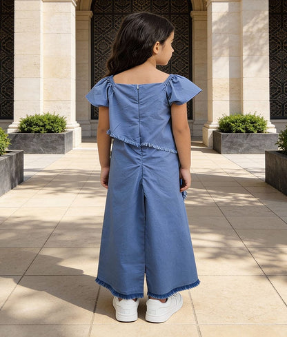 Luxe Blue Demin Jumpsuit for Girls