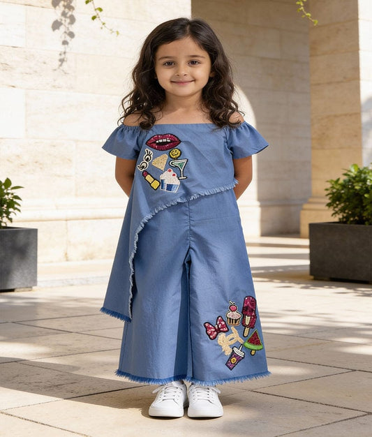Luxe Blue Demin Jumpsuit for Girls