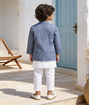 Luxe Blue Embroidered Jacket Set