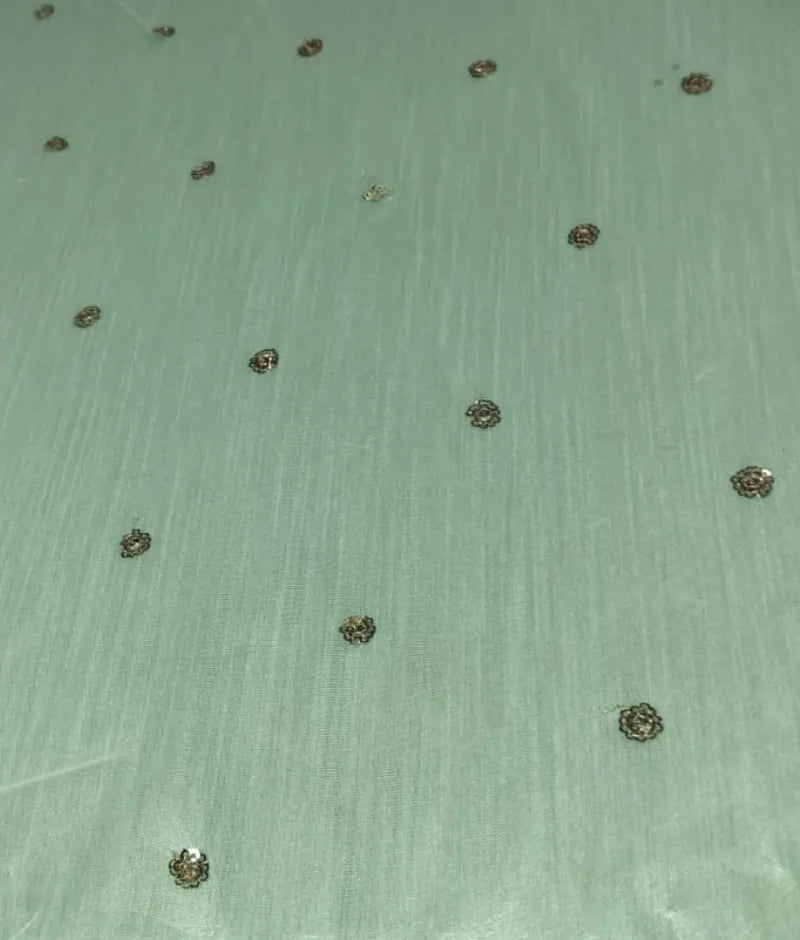 Luxe Blue Embroidery Choli and Green Net Lehenga Dupatta Set for Girls