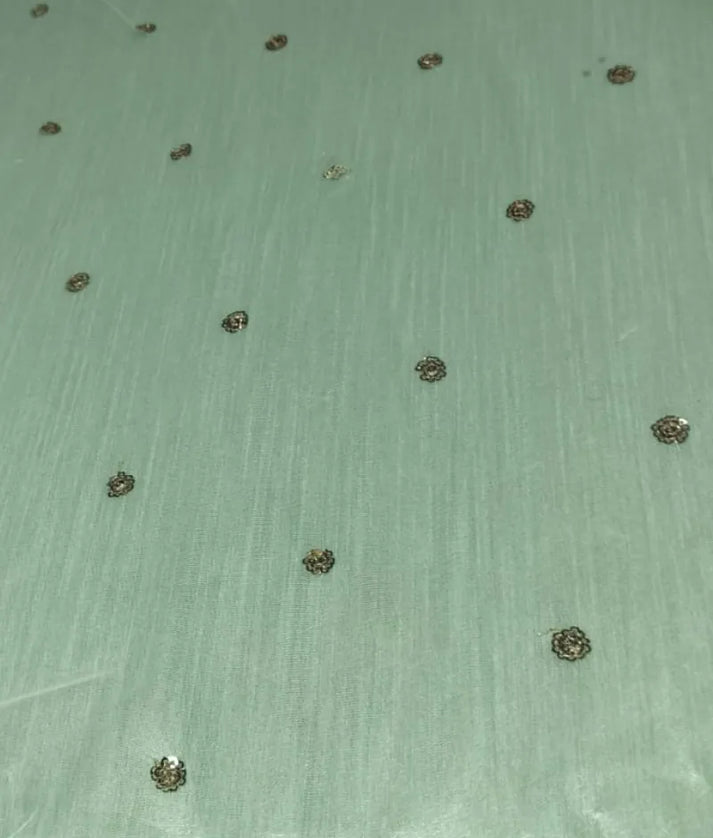 Luxe Blue Embroidery Choli and Green Net Lehenga Dupatta Set for Girls