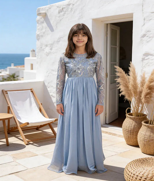 Luxe Blue Georgette Gown