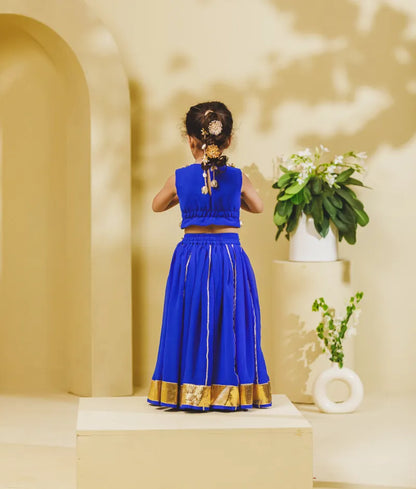 Luxe Blue Georgette Lehenga Choli Set