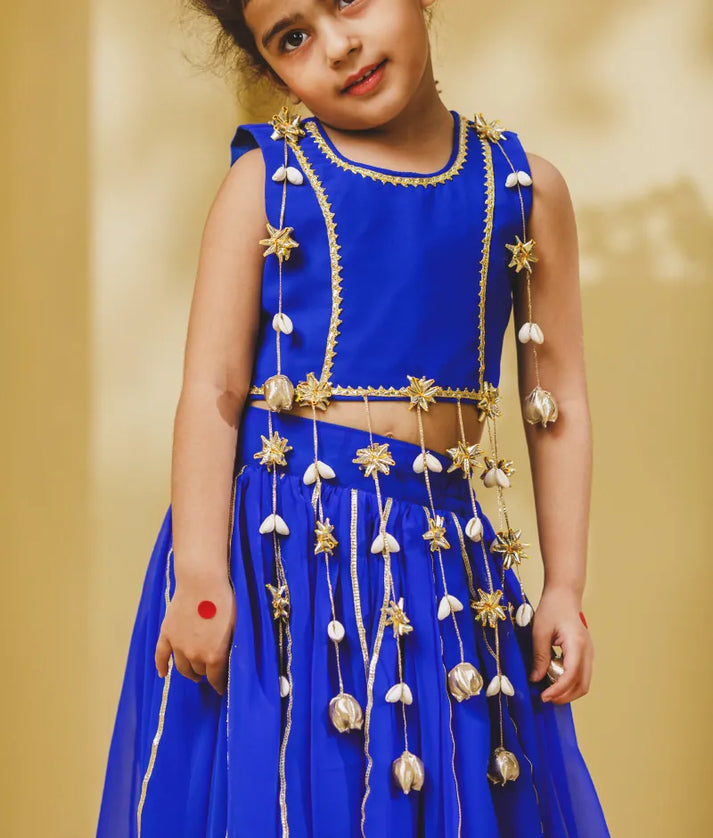 Luxe Blue Georgette Lehenga Choli Set