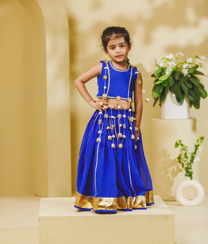 Luxe Blue Georgette Lehenga Choli Set