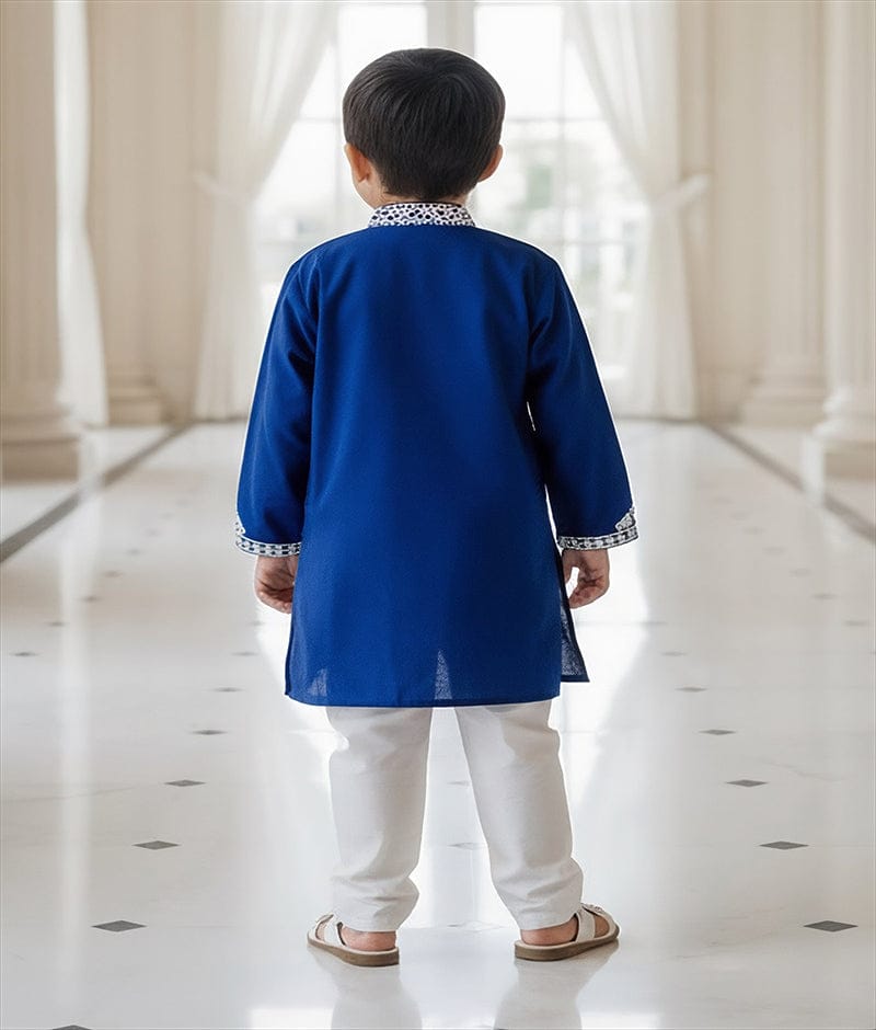 Luxe Blue Kurta with Dori Embroidery and Salwar