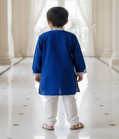 Luxe Blue Kurta with Dori Embroidery and Salwar