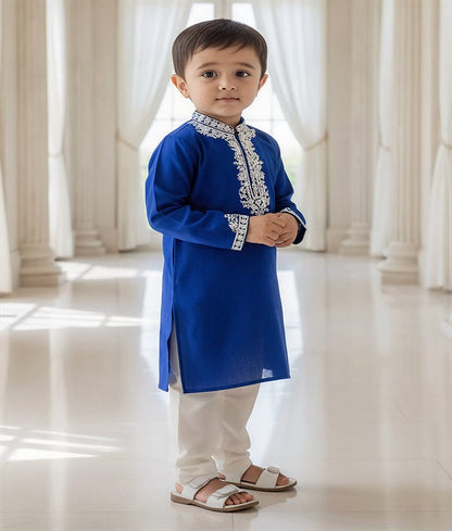 Luxe Blue Kurta with Dori Embroidery and Salwar