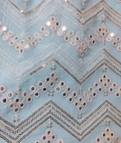 Luxe Blue Mirror Embroidered Lehenga Choli