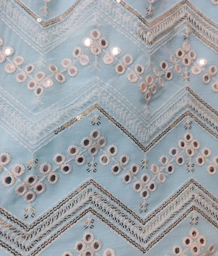 Luxe Blue Mirror Embroidered Lehenga Choli