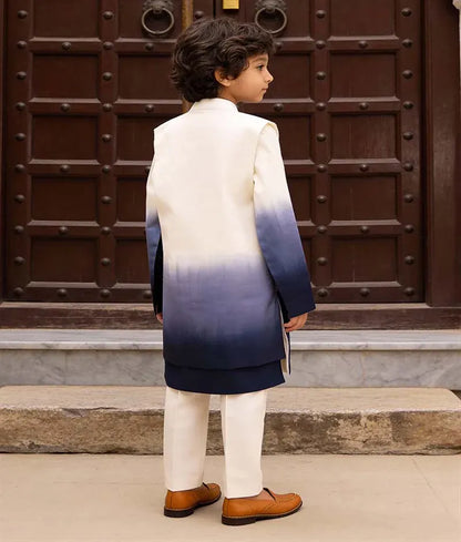 Luxe Blue Ombre Embroidered Nehru Jacket Set