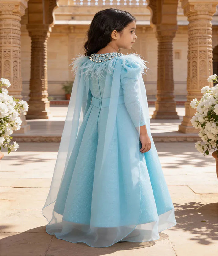 Luxe Blue Sequence Embroidery Gown