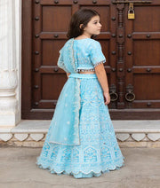Luxe Blue Thread Lehenga for Girls