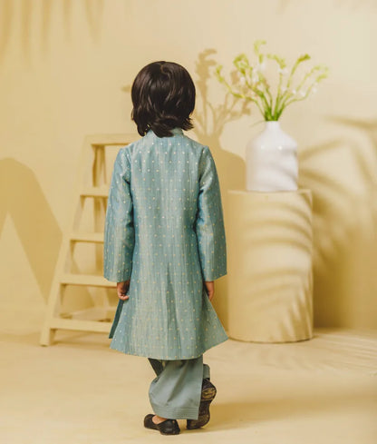 Luxe Blue Tissue Kurta Set