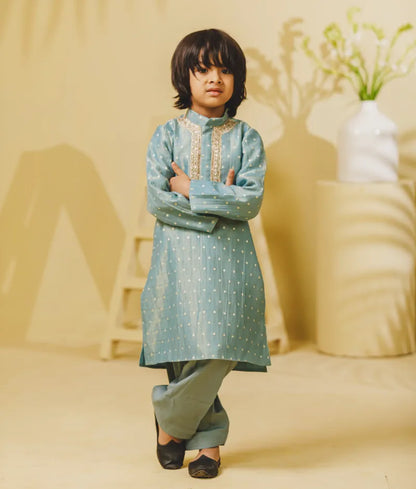 Luxe Blue Tissue Kurta Set