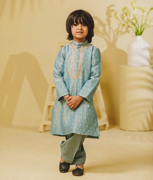 Luxe Blue Tissue Kurta Set
