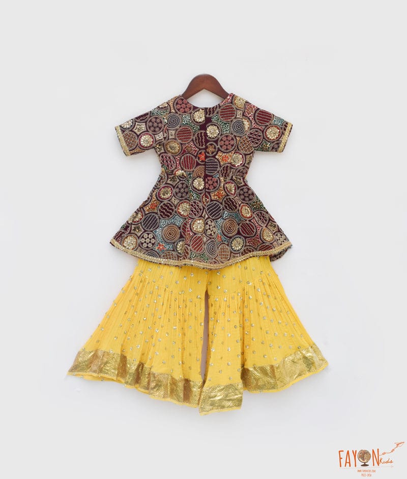 Luxe Burgundy Embroidery Top with Sharara