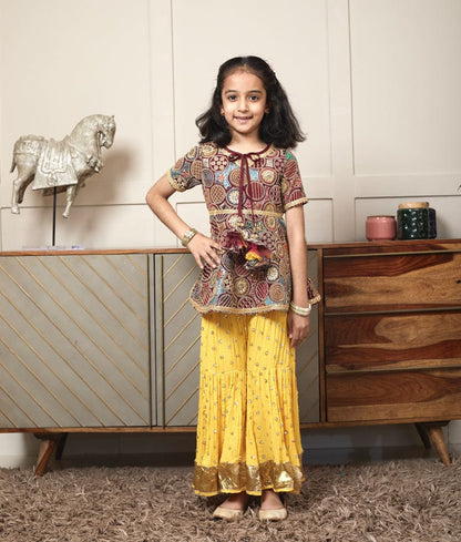 Luxe Burgundy Embroidery Top with Sharara