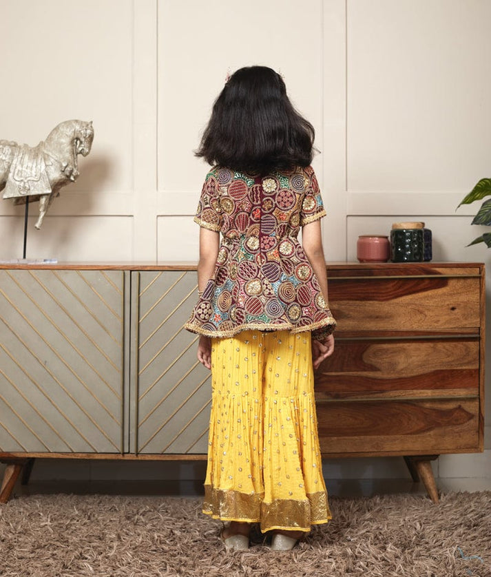 Luxe Burgundy Embroidery Top with Sharara