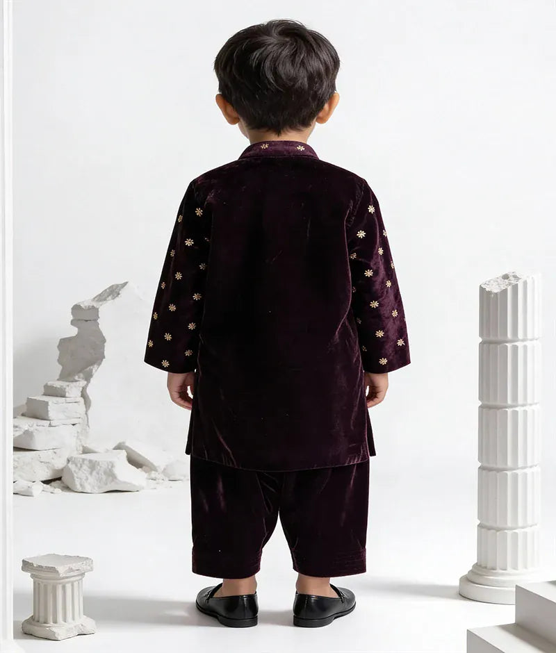 Luxe Burgundy Magic Velvet Kurta Set