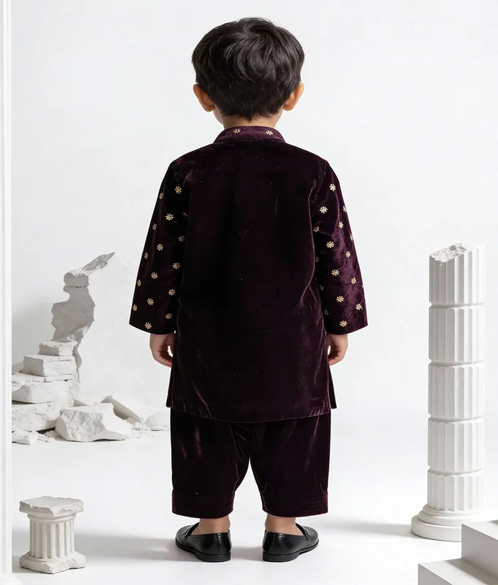 Luxe Burgundy Magic Velvet Kurta Set