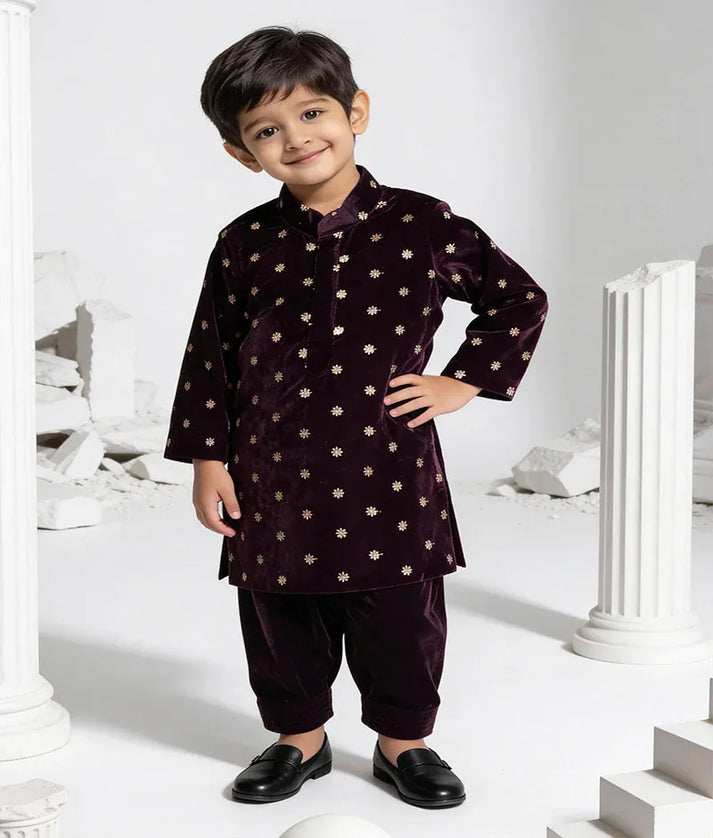 Luxe Burgundy Magic Velvet Kurta Set