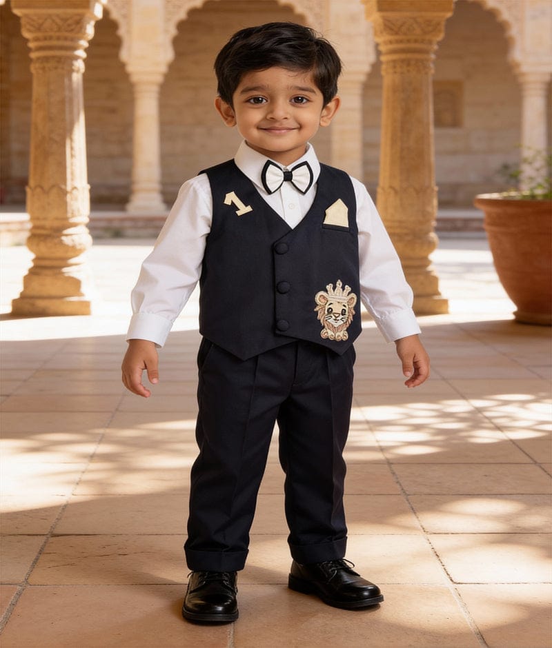 Luxe Classic Charm: Blue Waistcoat Set