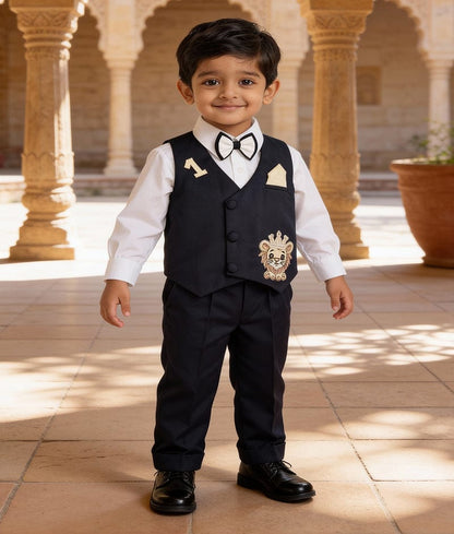 Luxe Classic Charm: Blue Waistcoat Set