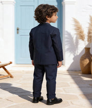 Luxe Dark Blue Coat with Black Metal Buttons with Pant for Boys
