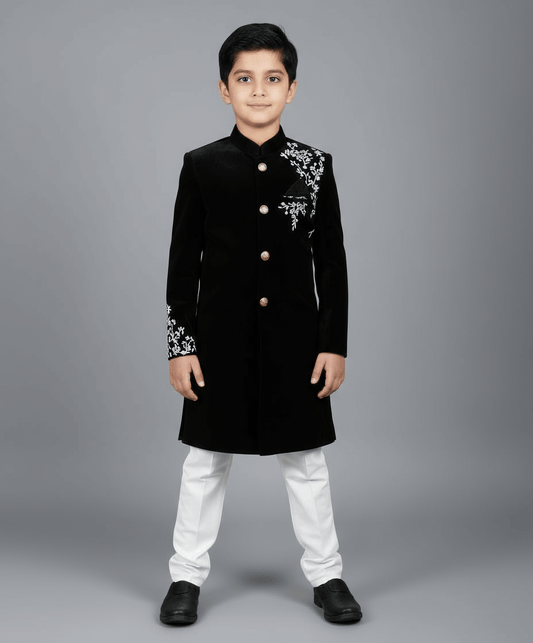 Luxe Dark Blue Velvet Sherwani Set
