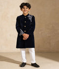Luxe Dark Blue Velvet Sherwani Set