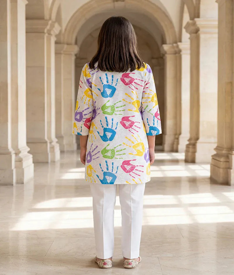 Luxe Festive Printed Kurti with Pant for Holi