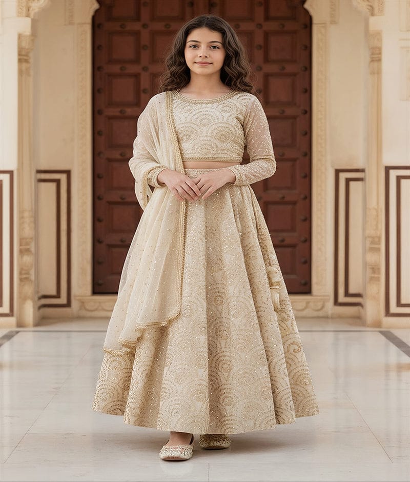 Luxe Golden Embroidered Lehenga Choli Set