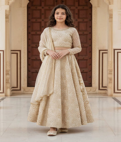 Luxe Golden Embroidered Lehenga Choli Set