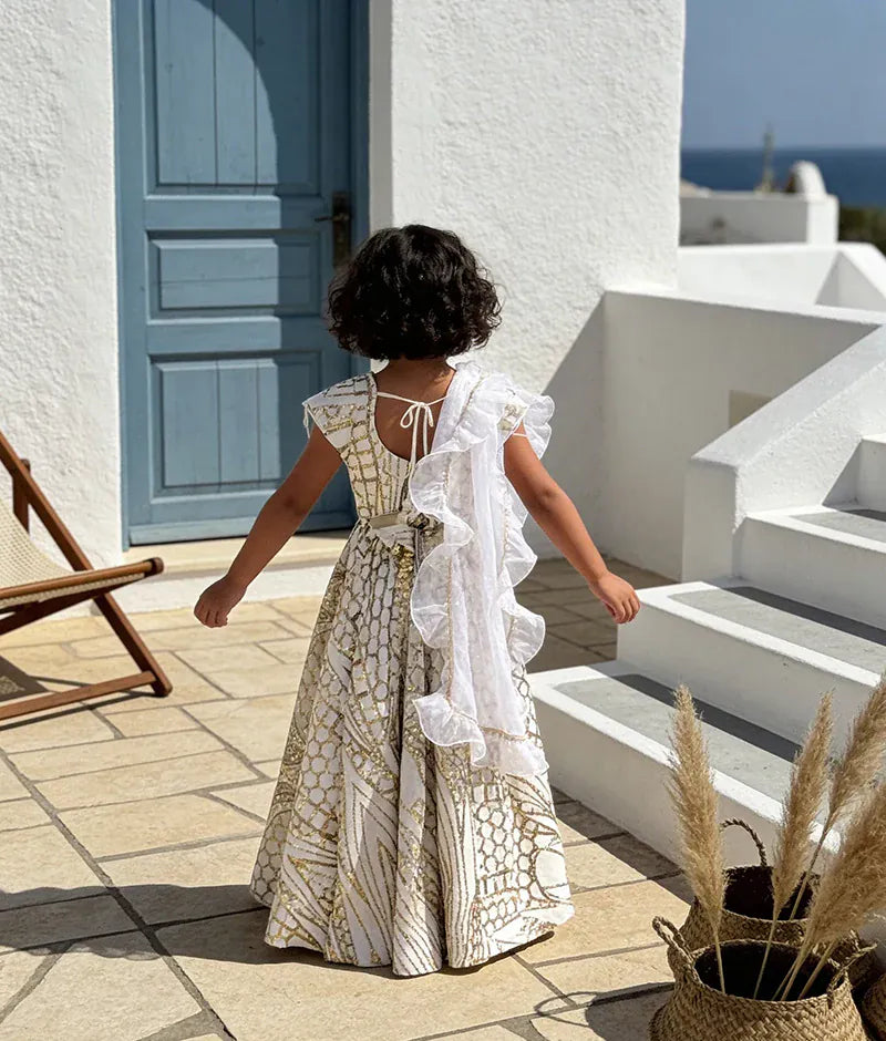 Luxe Golden Sequins Embroidery Lehenga Choli for Girls