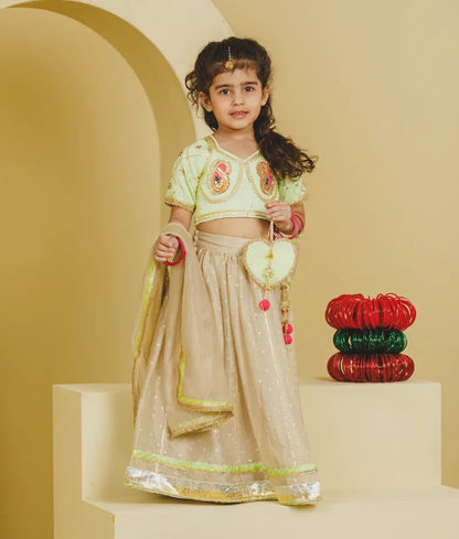 Luxe Green Aangi Work Choli with Lehenga Set