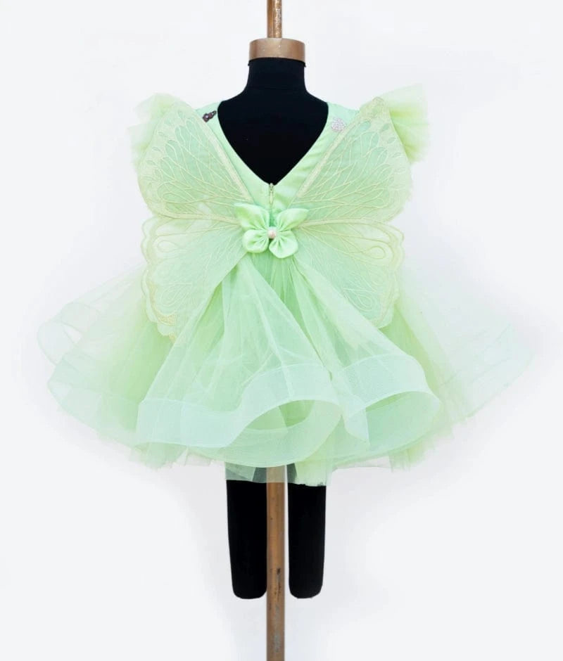 Luxe Green Butterfly Bloom Party Frock