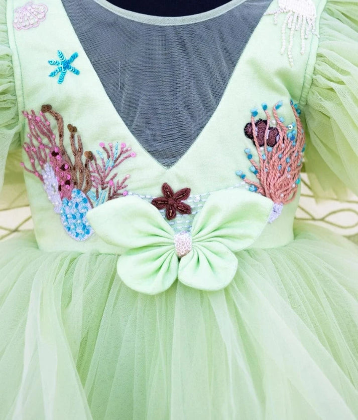 Luxe Green Butterfly Bloom Party Frock