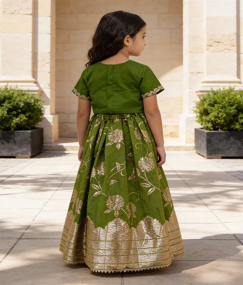 Luxe Green Chanderi Lehenga Set
