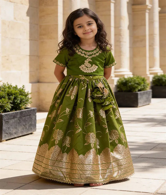 Luxe Green Chanderi Lehenga Set