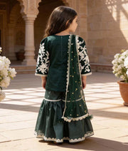 Luxe Green Embroidered Kurti Sharara set