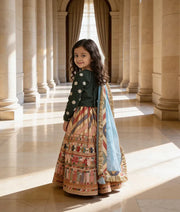 Luxe Green Embroidered Velvet Choli & Lehenga Set