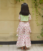 Luxe Green Embroidery Top with Printed Sharara