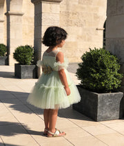 Luxe Green Net Frock for Girls