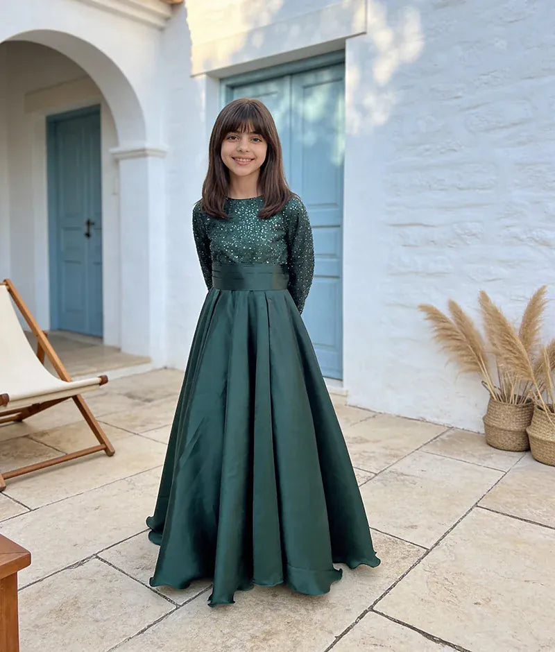 Luxe Green Sequence Embroidery Gown