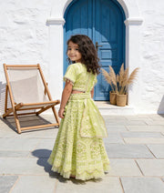 Luxe Green Thread Lehenga for Girls